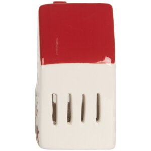 Clayre & Eef 6CE2177M Decoratie Huis met LED 6x5x10 cm Wit Rood