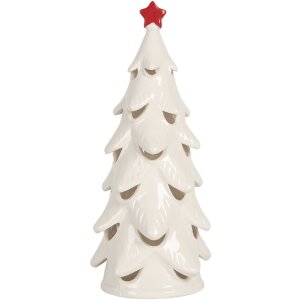 Clayre & Eef 6CE2178M Decoratieve Kerstboom met LED Ø 11x25 cm Wit/Rood