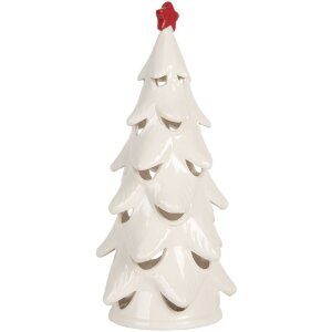 Clayre & Eef 6CE2178M Decoratieve Kerstboom met LED Ø 11x25 cm Wit/Rood