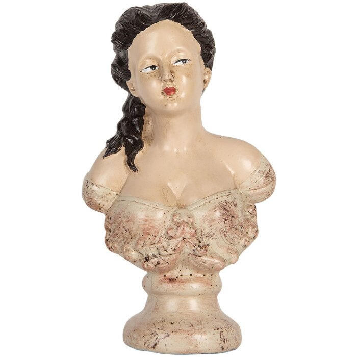 Clayre & Eef 6PR5553 Decoratieve Buste Vrouw 12x8x20 cm Beige-Bruin