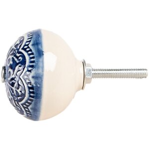 Clayre & Eef 66272 Deurklink Blauw Beige Ø 4x3...