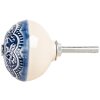Clayre & Eef 66272 Deurklink Blauw Beige Ø 4x3 cm Keramiek
