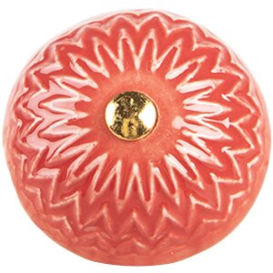 Clayre & Eef 66273 Deurknoop rood-beige Ø 4x3 cm