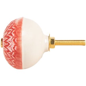 Clayre & Eef 66273 Deurknoop rood-beige Ø 4x3 cm