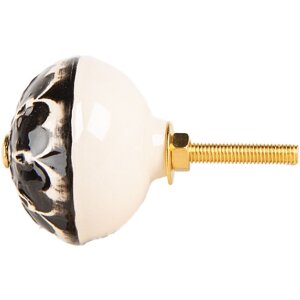 Clayre & Eef 66274 Deurklink Ø 4x3 cm Zwart Beige