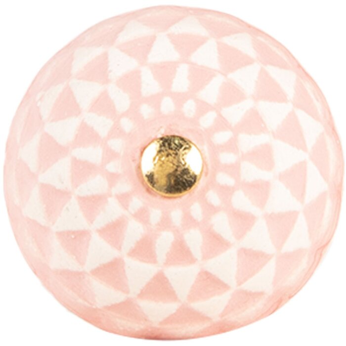 Clayre & Eef 66282 Deurklink Ø 4x3 cm roze-beige