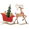 Clayre & Eef Decoratierendier Hert met Slee 68x11x50 cm Bruin en Rood