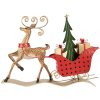 Clayre & Eef Decoratierendier Hert met Slee 68x11x50 cm Bruin en Rood