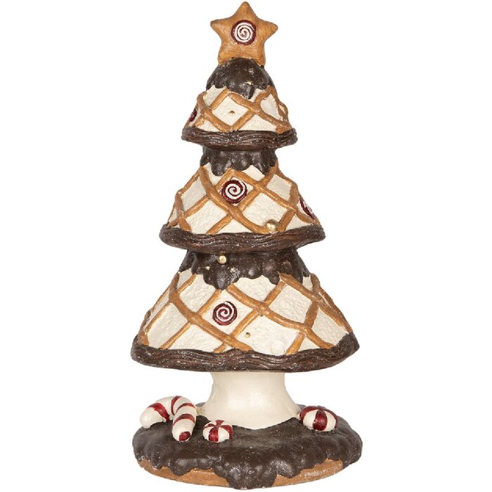 Clayre & Eef Decoratieve Kerstboom Ø 22x43 cm Bruin & Beige