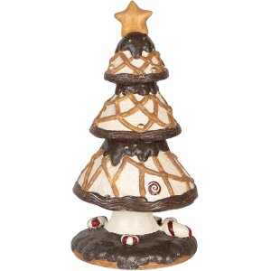 Clayre & Eef Decoratieve Kerstboom Ø 22x43 cm Bruin & Beige