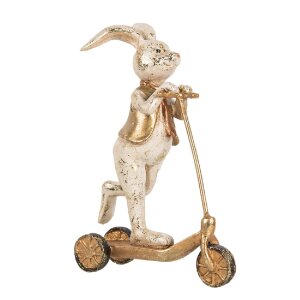 Clayre & Eef 6PR5144 Decoratie Konijn 13x6x17 cm Wit Goudkleurig