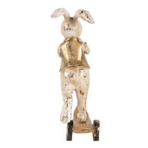 Clayre & Eef 6PR5144 Decoratie Konijn 13x6x17 cm Wit Goudkleurig