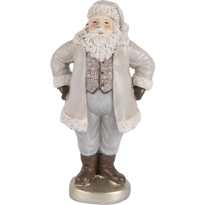 Clayre & Eef 6PR5520 Kerstman Decoratie 8x6x15 cm Grijs