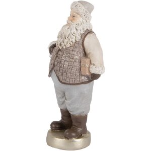 Clayre & Eef 6PR5521 Decoratie Kerstman 8x6x15 cm Beige/Grijs