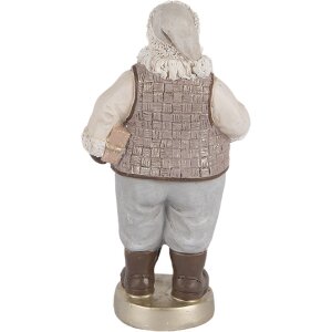 Clayre & Eef 6PR5521 Decoratie Kerstman 8x6x15 cm Beige/Grijs
