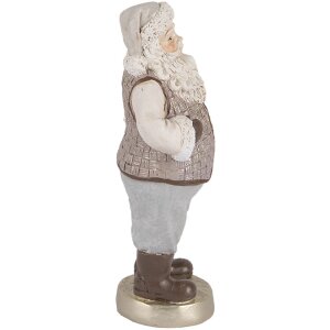 Clayre & Eef 6PR5521 Decoratie Kerstman 8x6x15 cm Beige/Grijs