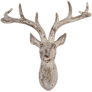 Clayre & Eef 6PR5522 Wanddecoratie Hert 33x16x37 cm
