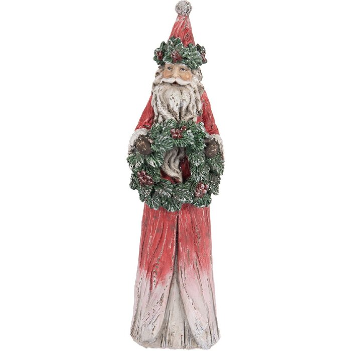 Clayre & Eef 6PR5527 Decoratie Kerstman Rood en Groen 7x6x24 cm