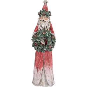Clayre & Eef 6PR5527 Decoratie Kerstman Rood en Groen 7x6x24 cm