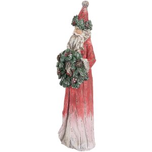 Clayre & Eef 6PR5527 Decoratie Kerstman Rood en Groen 7x6x24 cm