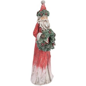 Clayre & Eef 6PR5527 Decoratie Kerstman Rood en Groen 7x6x24 cm