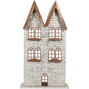 Clayre & Eef 6Y5811 Kandelaar Huizen 30x13x54 cm Grijs
