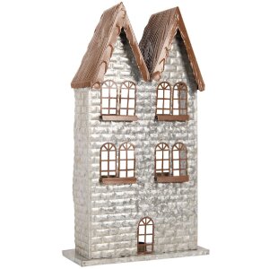 Clayre & Eef 6Y5811 Kandelaar Huizen 30x13x54 cm Grijs