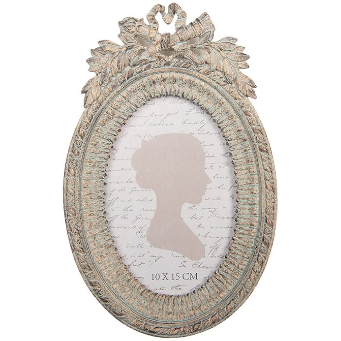 Clayre & Eef 2F1333 Fotolijst 15x3x23 cm Beige-Groen 10x15 cm