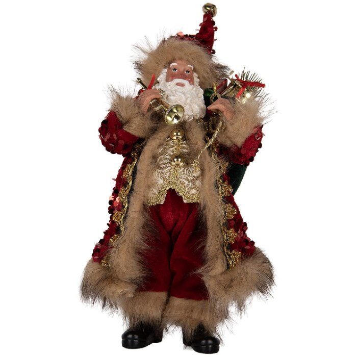 Clayre & Eef 66322 Kerstman Decoratie 16x12x31 cm Rood