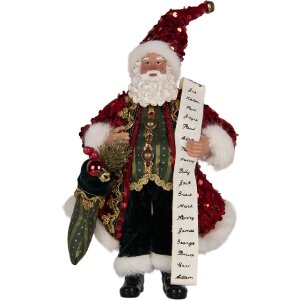 Clayre & Eef 66324 Kerstman Decoratie 16x8x28 cm rood
