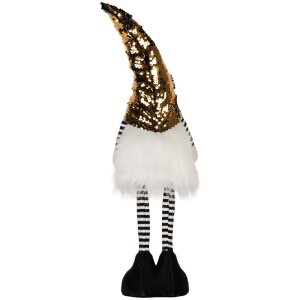 Clayre & Eef 66327 Decoratieve Kabouter met LED Goudkleurig 8x12x56 cm