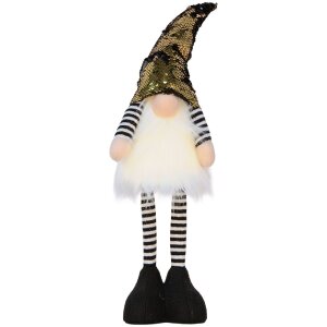 Clayre & Eef 66327 Decoratieve Kabouter met LED Goudkleurig 8x12x56 cm