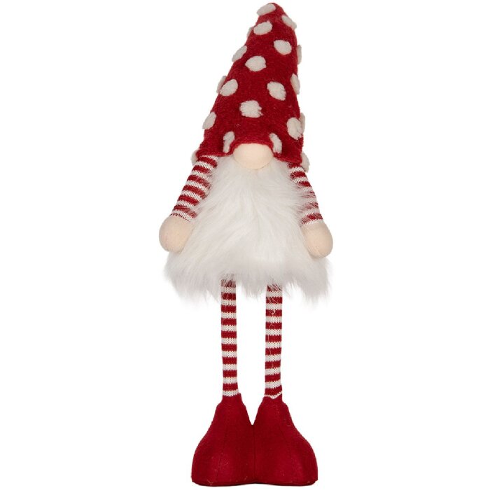 Clayre & Eef 66328 Decoratieve Kabouter met LED Rood en Wit 56 cm