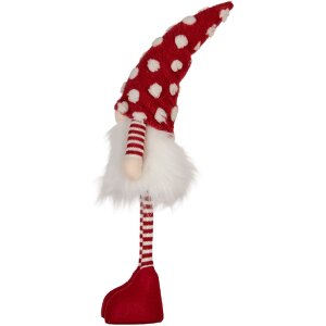 Clayre & Eef 66328 Decoratieve Kabouter met LED Rood en Wit 56 cm