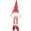 Clayre & Eef 66329 Decoratieve Kabouter met LED 16x12x32/60 cm Rood Wit