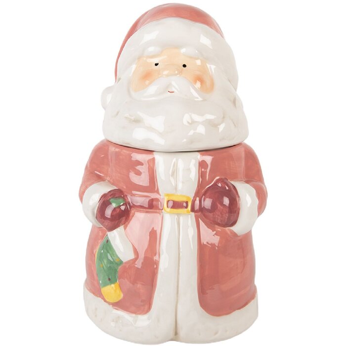 Clayre & Eef 6CE2215 Voorraadpot met deksel Ø 15x26 cm Roze/Wit