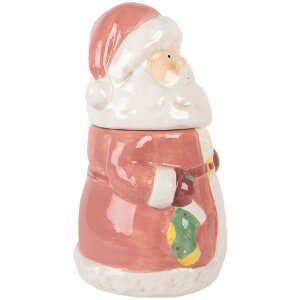Clayre & Eef 6CE2215 Voorraadpot met deksel Ø 15x26 cm Roze/Wit