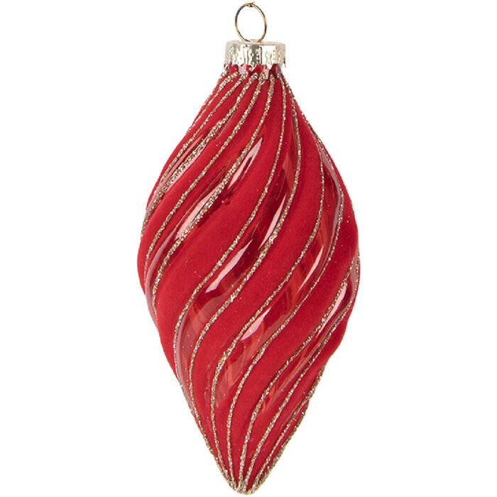 Clayre & Eef 6GL5099 Kerstbal Ø 7x13 cm Rood