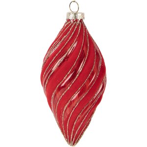 Clayre & Eef 6GL5099 Kerstbal Ø 7x13 cm Rood