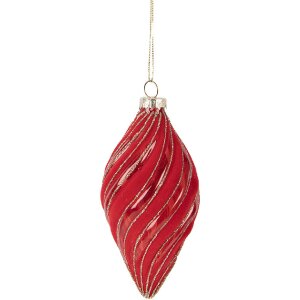 Clayre & Eef 6GL5099 Kerstbal Ø 7x13 cm Rood