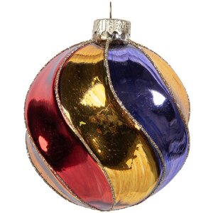Clayre & Eef 6GL5100 Kerstbal Ø 8x8 cm meerkleurig