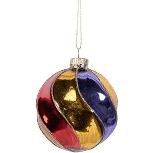 Clayre & Eef 6GL5100 Kerstbal Ø 8x8 cm meerkleurig