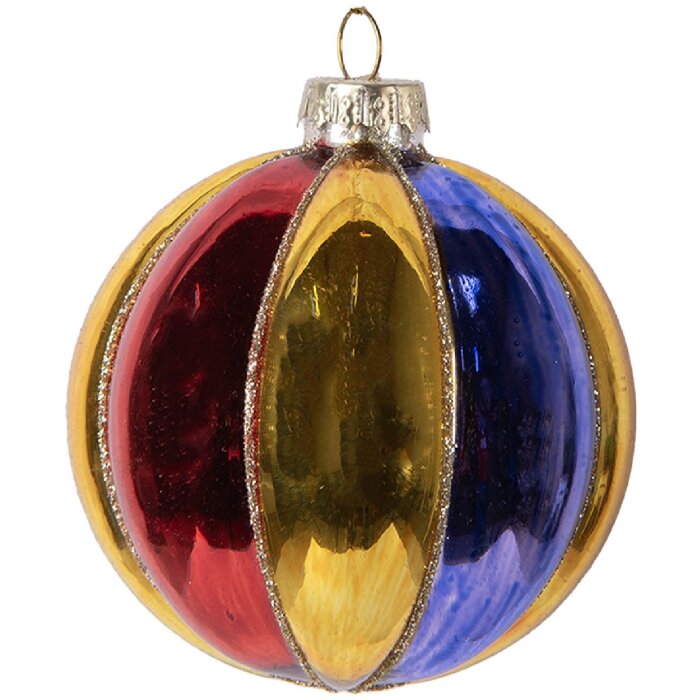 Clayre & Eef 6GL5101 Kerstbal Ø 8x8 cm Meerderkleurig