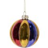 Clayre & Eef 6GL5101 Kerstbal Ø 8x8 cm Meerderkleurig