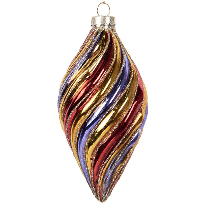 Clayre & Eef 6GL5103 Kerstbal Ø 6x13 cm Meerkleurig