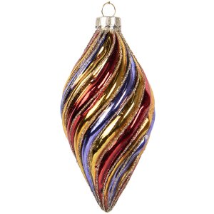 Clayre & Eef 6GL5103 Kerstbal Ø 6x13 cm Meerkleurig