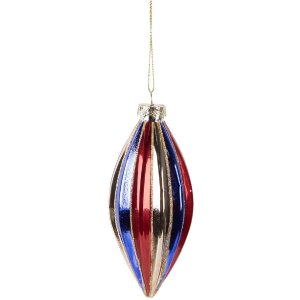 Clayre & Eef 6GL5104 Kerstbal Ø 6x13 cm Meerkleurig