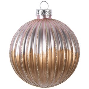 Clayre & Eef 6GL5112 Kerstbal Ø 8x8 cm Bruin & Roze