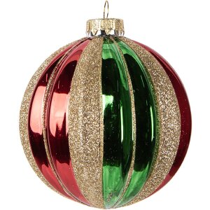 Clayre & Eef 6GL5116 Kerstbal Ø 10x11 cm Groen Rood
