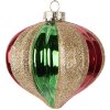 Clayre & Eef 6GL5117 Kerstbal Ø 10x10 cm Groen Rood